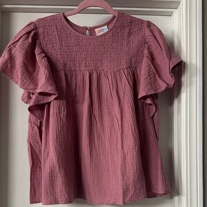 LuLaRoe  Maddy Mauve Pink Flutter Sleeve Blouse